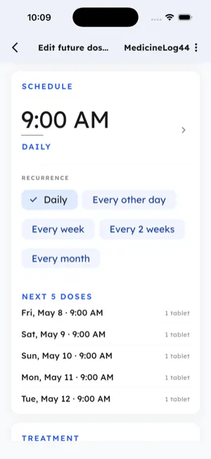 MedicineLog44 — Dose schedule